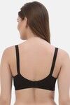 Floret Double Layered Non-Wired Full Coverage Super Support Bra - Black — thumbnail 2