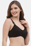 Floret Double Layered Non-Wired Full Coverage Super Support Bra - Black — thumbnail 3