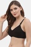Floret Double Layered Non-Wired Full Coverage Super Support Bra - Black — thumbnail 4