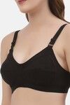 Floret Double Layered Non-Wired Full Coverage Super Support Bra - Black — thumbnail 5