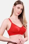 Floret Double Layered Non-Wired Full Coverage Super Support Bra - Red — thumbnail 3