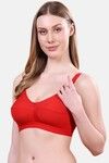 Floret Double Layered Non-Wired Full Coverage Super Support Bra - Red — thumbnail 4