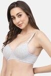 Floret Non-Wired Full Coverage Push-Up Bra - Grey — thumbnail 3