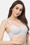 Floret Non-Wired Full Coverage Push-Up Bra - Grey — thumbnail 4
