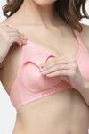 Floret Double Layered Non-Wired Full Coverage Maternity / Nursing Bra - Pink — thumbnail 3