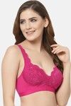 Floret Lightly Lined Non-Wired Full Coverage Lace Bra - Magenta — thumbnail 3