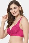 Floret Lightly Lined Non-Wired Full Coverage Lace Bra - Magenta — thumbnail 4