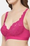 Floret Lightly Lined Non-Wired Full Coverage Lace Bra - Magenta — thumbnail 5
