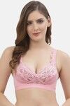 Floret Lightly Lined Non-Wired Full Coverage Lace Bra - Pink — thumbnail 1