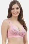 Floret Lightly Lined Non-Wired Full Coverage Lace Bra - Pink — thumbnail 3