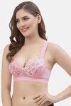 Floret Lightly Lined Non-Wired Full Coverage Lace Bra - Pink — thumbnail 4