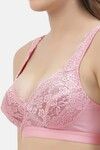 Floret Lightly Lined Non-Wired Full Coverage Lace Bra - Pink — thumbnail 5