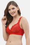 Floret Lightly Lined Non-Wired Full Coverage Lace Bra - Red — thumbnail 3