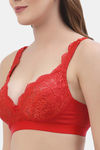 Floret Lightly Lined Non-Wired Full Coverage Lace Bra - Red — thumbnail 5