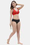 Floret Lightly Lined Non-Wired Full Coverage Lace Bra - Red — thumbnail 6