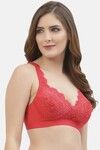 Floret Lightly Lined Non-Wired Full Coverage Lace Bra - Tomato — thumbnail 3