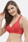 Floret Lightly Lined Non-Wired Full Coverage Lace Bra - Tomato — thumbnail 4