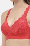 Floret Lightly Lined Non-Wired Full Coverage Lace Bra - Tomato — thumbnail 5