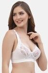 Floret Lightly Lined Non-Wired Full Coverage Lace Bra - White — thumbnail 3