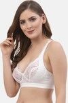 Floret Lightly Lined Non-Wired Full Coverage Lace Bra - White — thumbnail 4