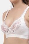Floret Lightly Lined Non-Wired Full Coverage Lace Bra - White — thumbnail 5