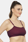 Floret Medium Impact Seamless Sports Bra - Wine — thumbnail 3