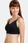 Zivame Maternity Double Layered Non Wired 3/4th Coverage Maternity / Nursing Bra - Black — thumbnail 3