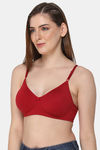Naidu Hall Single Layered Non Wired Medium Coverage Super Support Bra - Red — thumbnail 3