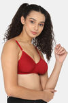 Naidu Hall Single Layered Non Wired Medium Coverage T-Shirt Bra - Red — thumbnail 2