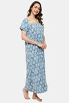 Naidu Hall Cotton Full Length Nightdress - Blue — thumbnail 2