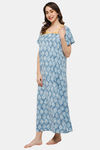 Naidu Hall Cotton Full Length Nightdress - Blue — thumbnail 3
