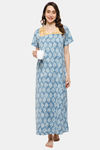 Naidu Hall Cotton Full Length Nightdress - Blue — thumbnail 5