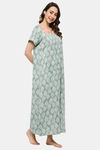 Naidu Hall Cotton Full Length Nightdress - Green — thumbnail 2