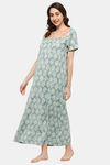 Naidu Hall Cotton Full Length Nightdress - Green — thumbnail 3