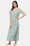 Naidu Hall Cotton Full Length Nightdress - Green — thumbnail 5