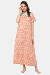 Naidu Hall Cotton Full Length Nightdress - Peach — thumbnail 1