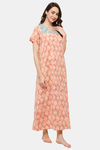 Naidu Hall Cotton Full Length Nightdress - Peach — thumbnail 2