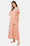 Naidu Hall Cotton Full Length Nightdress - Peach — thumbnail 3
