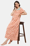 Naidu Hall Cotton Full Length Nightdress - Peach — thumbnail 5