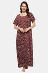 Naidu Hall Cotton Full Length Nightdress - Maroon — thumbnail 1
