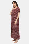 Naidu Hall Cotton Full Length Nightdress - Maroon — thumbnail 2
