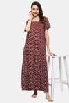 Naidu Hall Cotton Full Length Nightdress - Maroon — thumbnail 5