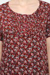Naidu Hall Cotton Full Length Nightdress - Maroon — thumbnail 6