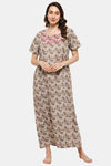 Naidu Hall Cotton Full Length Nightdress - Green — thumbnail 1
