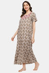 Naidu Hall Cotton Full Length Nightdress - Green — thumbnail 3