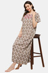 Naidu Hall Cotton Full Length Nightdress - Green — thumbnail 5