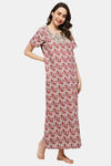 Naidu Hall Cotton Full Length Nightdress - Red — thumbnail 2