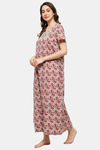 Naidu Hall Cotton Full Length Nightdress - Red — thumbnail 3