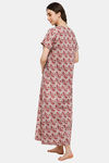 Naidu Hall Cotton Full Length Nightdress - Red — thumbnail 4