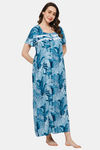 Naidu Hall Cotton Full Length Nightdress - Blue — thumbnail 2